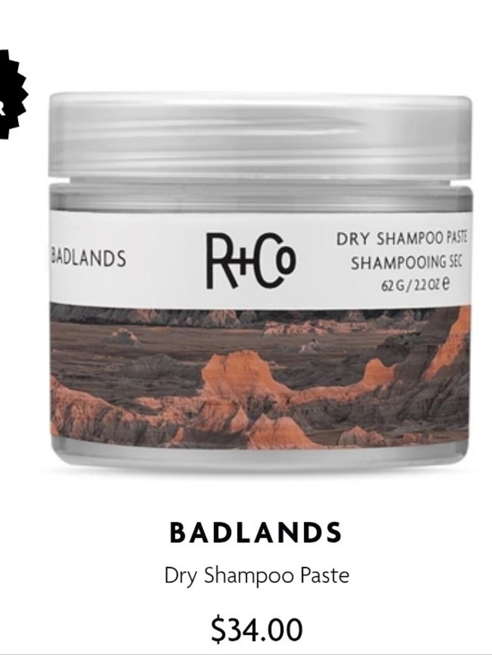 2 X R+Co Badlands Dry Shampoo Paste Full-Size 2.2 OZ Each